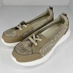 Womens Beige Arch Support Lightweight Non-Slip Slip-On Size 9.5 Boat Shoes